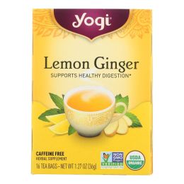 Yogi 100% Natural Herbal Tea Caffeine Free Lemon Ginger - 16 Tea Bags - Case of 6