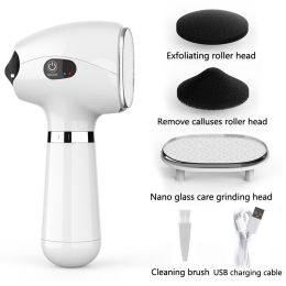 2022 NEW Pedicure Tools Nanoglass Skin Care Electric Foot File Dead Skin Callus Remover USB Foot Grinde Machine Foot Care Tool (Color: White)