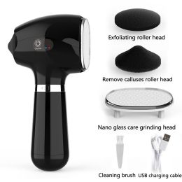 2022 NEW Pedicure Tools Nanoglass Skin Care Electric Foot File Dead Skin Callus Remover USB Foot Grinde Machine Foot Care Tool (Color: Black)