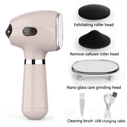 2022 NEW Pedicure Tools Nanoglass Skin Care Electric Foot File Dead Skin Callus Remover USB Foot Grinde Machine Foot Care Tool (Color: Pink)